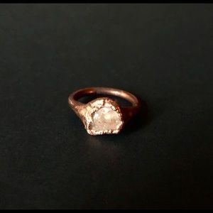 Hand-Forged Copper w/ Rose Quartz Stone Ring Sz. 5
